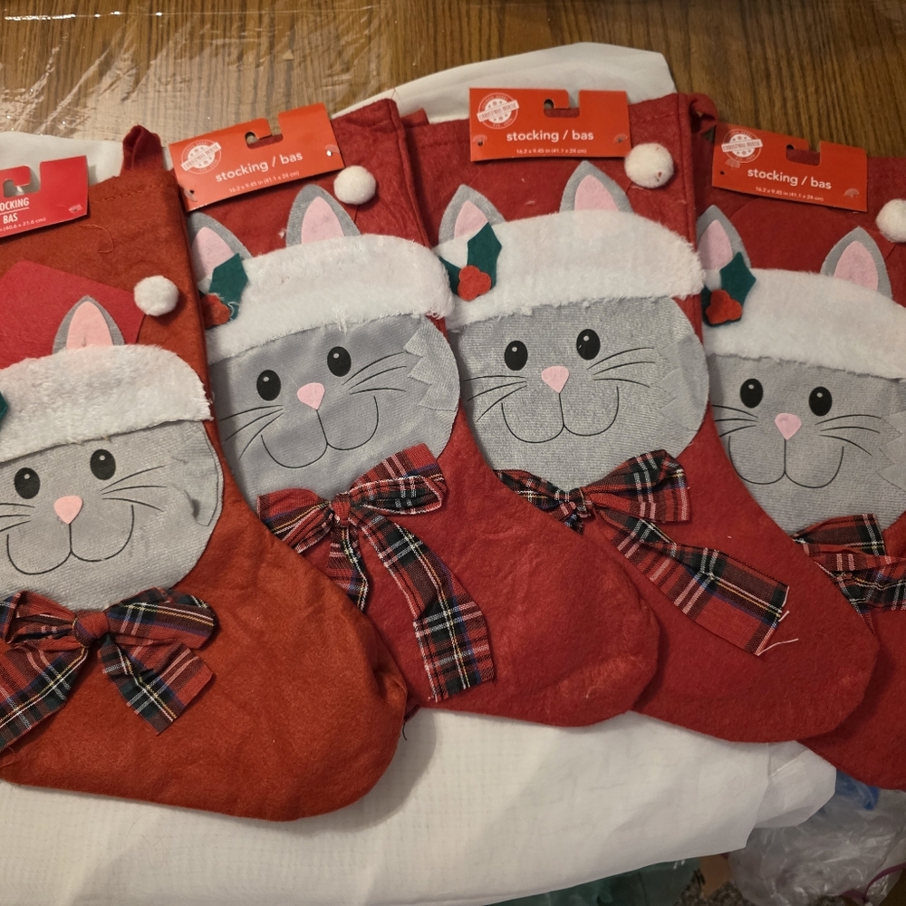 Set Of 4 Cat Stockings